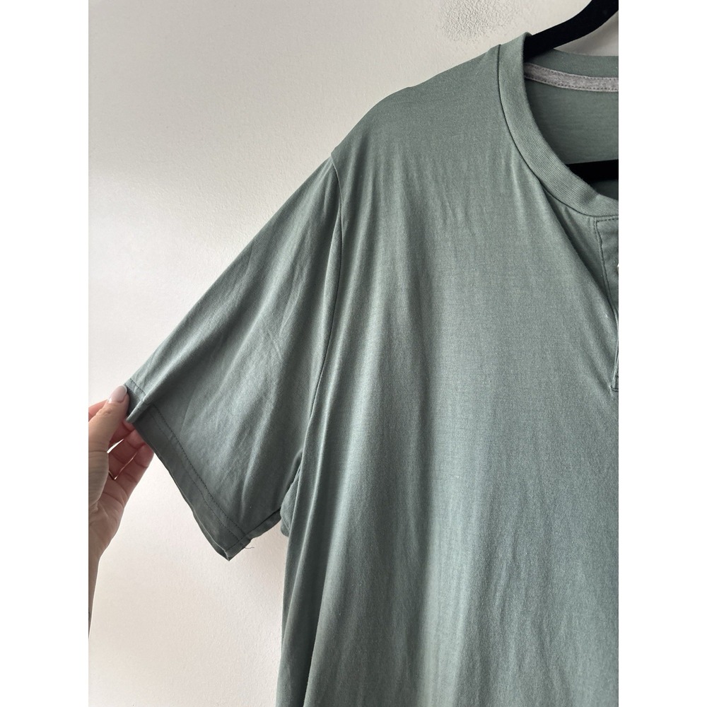 Free Fly Bamboo Flex Henley Short Sleeve Shirt Men's Size Large Green Button - Picture 5 of 8